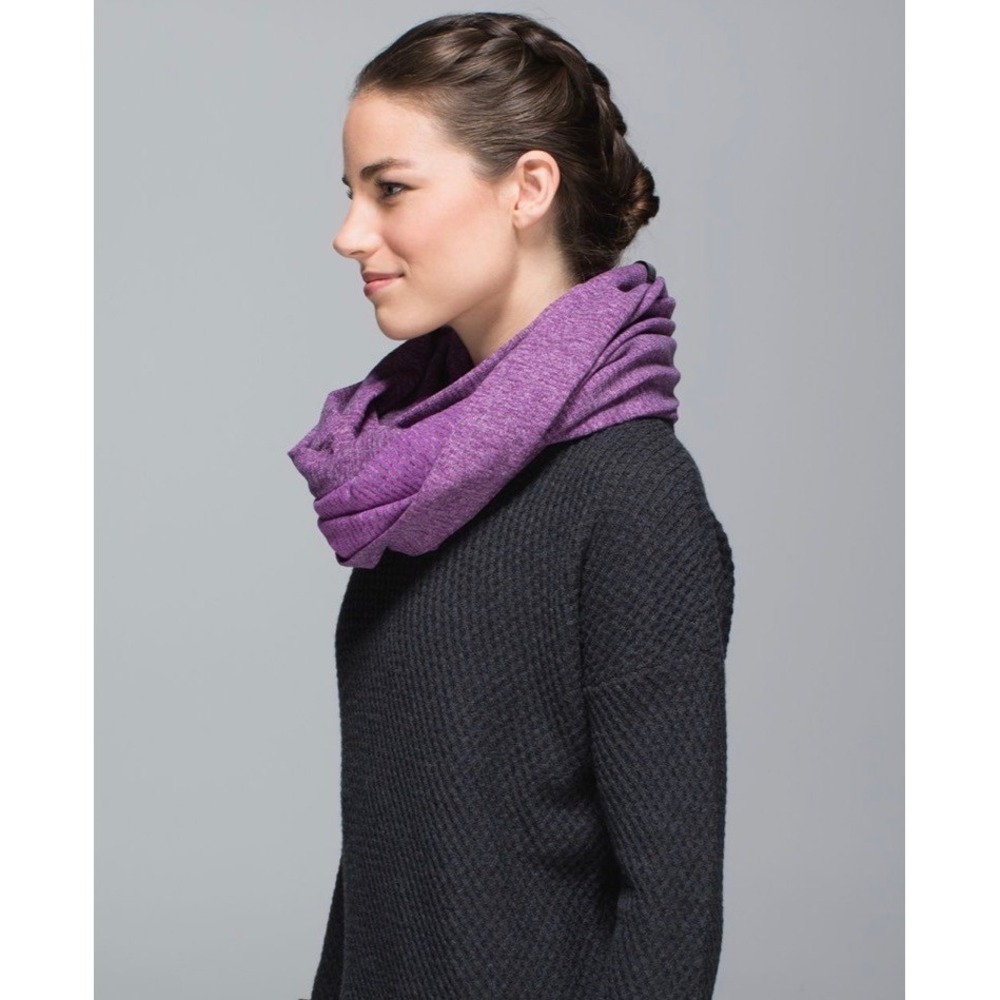 Lululemon Vinyasa Scarf Rulu Ultra Violet Black Mini Check Pique W9189S